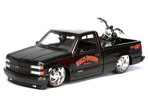 1/24 Maisto 1993 Chevrolet 454SS Pick-Up & 2007 XL 1200N Nightster Harley-Davidson Bike Custom Diecast Model