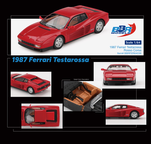 1/64 BBR 1987 Ferrari Testarossa (Rosso Corsa Red) Diecast Car