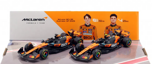 1/43 BBurago 2025 Formula 1 2-Car Set Norris #4 & Piastri #81 McLaren MCL39 Formula 1 World Champion 2025 Car Models