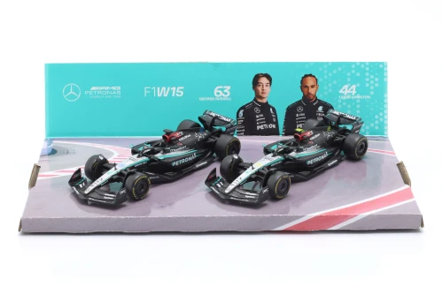1/43 BBurago 2024 F1 Hamilton #44 & Russell #63 Car Models