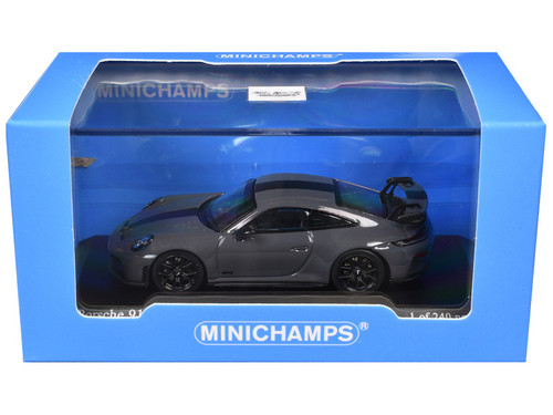 2025 Porsche 911 (992.2) GT3 Weissach Package Gray with Carbon Stripe Limited Edition to 240 pieces Worldwide 1/64 Diecast Model Car by Minichamps