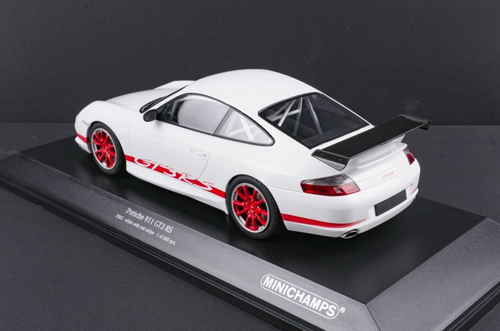 1/18 Minichamps 2002 Porsche 911 (996) GT3 RS (White with Red Wheels) Diecast Car Model