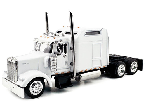 Kenworth W900L Truck Tractor with Sleeper Cab White 1/87 (HO) Scale Plastic Model Car by HO Logistics