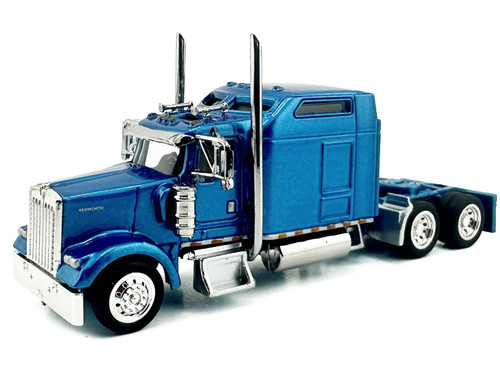 Kenworth W900L Truck Tractor with Sleeper Cab Blue Metallic 1/87 (HO) Scale Plastic Model Car by HO Logistics