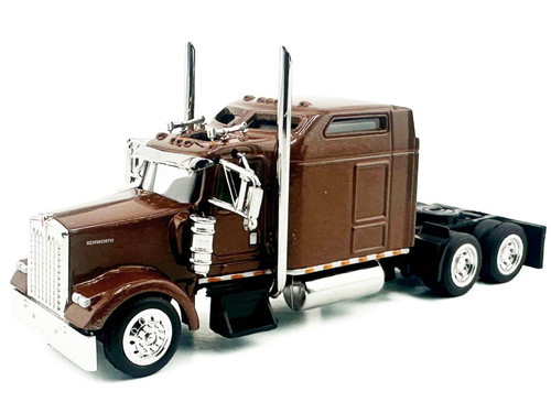 Kenworth W900L Truck Tractor with Sleeper Cab Brown Metallic 1/87 (HO) Scale Plastic Model Car by HO Logistics
