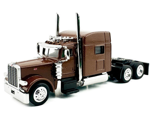 Peterbilt 389 Truck Tractor with Sleeper Cab Brown Metallic 1/87 (HO) Scale Plastic Model Car by HO Logistics