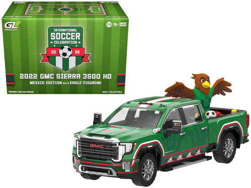 1/64 Greenlight 2022 GMC Sierra 3500 HD Mexico Tribute with Eagle Diecast Car Model