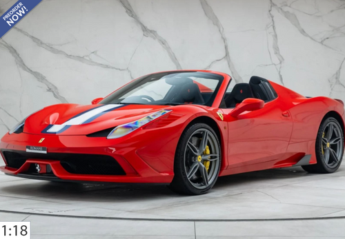 1/18 BBR Ferrari 458 Speciale A Spider (Rosso Corsa Red with Black Interior) Car Model Limited 99 Pieces