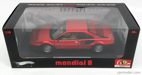 1/18 Hot Wheels Elite 60TH Anniversary Ferrari Mondial 8 (Red) Diecast Car Model