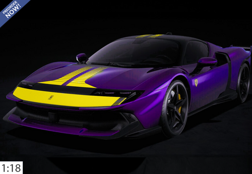 1/18 BBR Ferrari 849 Testarossa Assetto Fiorano (Hong Kong Purple with Yellow Stripe) Car Model Limited 36 Pieces