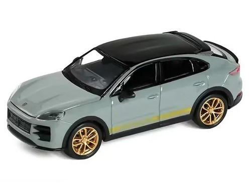 Porsche Cayenne Turbo GT Gray with Black Top and Gold Stripes 1/64 Diecast Model Car by Trends Hobby