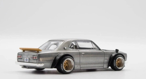 CHASE CAR 1/64 Kaido House Nissan Skyline 2000 GT-R (KPGC10) Kaido Street V2 (Raw Metal Silver) Diecast Car Model