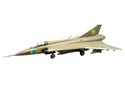 Saab S35 Draken Fighter Aircraft "59 F 11 Wing Skavsta Museum" (1979) Swedish Air Force 1/72 Diecast Model Airplane by Aviation 72