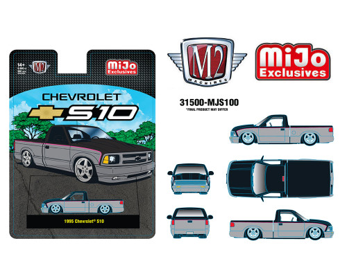 1/64 M2 Machines 1995 Chevrolet S10 Custom (Silver with Black Two Tone) Diecast Car Model