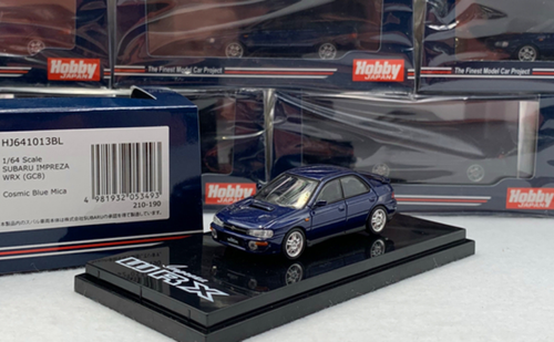 1/64 HJ Hobby Japan Subaru Impreza WRX (GC8) Cosmic Blue Mica Diecast Car Model