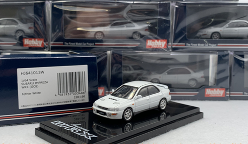 1/64 HJ Hobby Japan Subaru Impreza WRX (GC8) Feather White Diecast Car Model