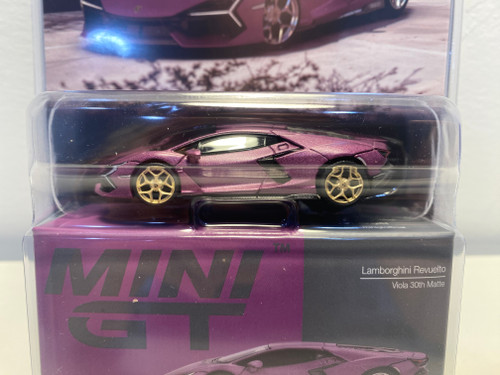 CHASE CAR 1/64 Mini GT Lamborghini Revuelto 30th Anniversary (Viola Matte Purple with Gold Wheels) Diecast Car Model