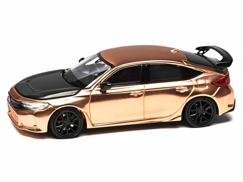 Honda Civic Type R (FL5) RHD (Right Hand Drive) Electroplating Copper Metallic with Carbon Hood "Hong Kong Toycar Salon 2025" "Senior 64" Series Limited Edition to 599 pieces Worldwide 1/64 Diecast Model Car by MotorHelix