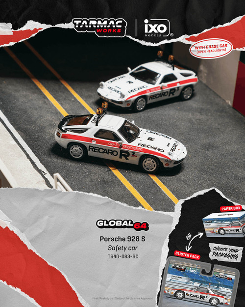 1/64 Tarmac Works Porsche 928 S Safety Car Diecast Car Model
