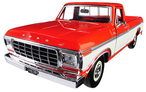 1/24 Motormax 1979 Ford F-150 Custom Pickup Truck (Orange & Cream) Diecast Car Model