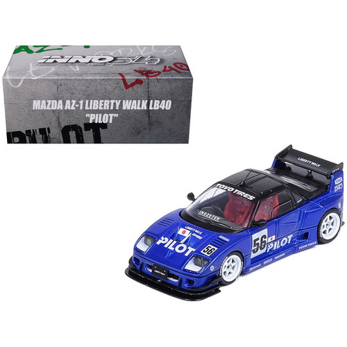 1/64 Inno Mazda AZ-1 Liberty Walk LB40 "Pilot" #56 (Blue) Diecast Car Model