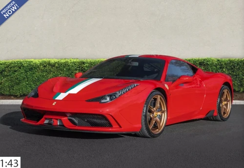1/43 BBR Ferrari 458 Speciale (Rosso Corsa Red with Italian Stripe) Car Model Limited 48 Pieces