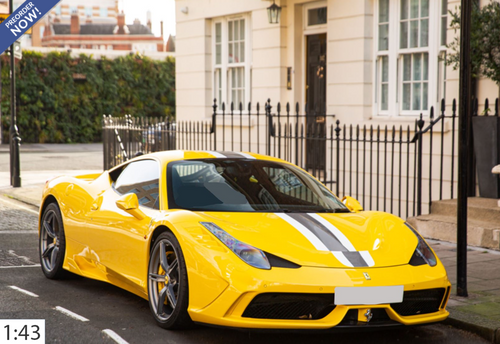 1/43 BBR Ferrari 458 Speciale (Modena Yellow with White & Grey Stripe) Car Model