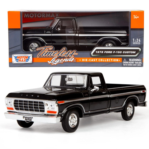 1/24 Motormax 1979 Ford F-150 Pickup Truck (Black with Stock Wheels) Diecast Car Model