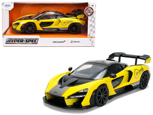 McLaren Senna "8-PAS Racing" Yellow Metallic with Black Top "Hyper-Spec" Series 1/24 Diecast Model Car by Jada