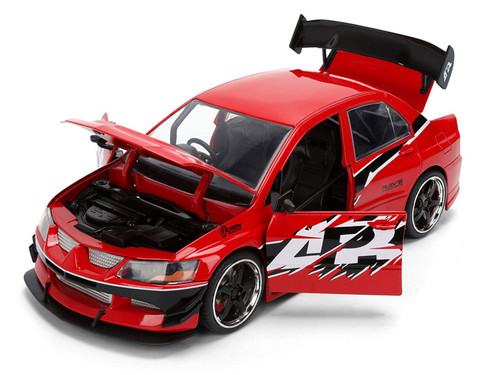 Sean's Mitsubishi Lancer Evolution IX RHD (Right Hand Drive) Red with Graphics "The Fast and the Furious: Tokyo Drift" (2006) Movie "Fast & Furious 25 Years" Series 1/24 Diecast Model Car by Jada