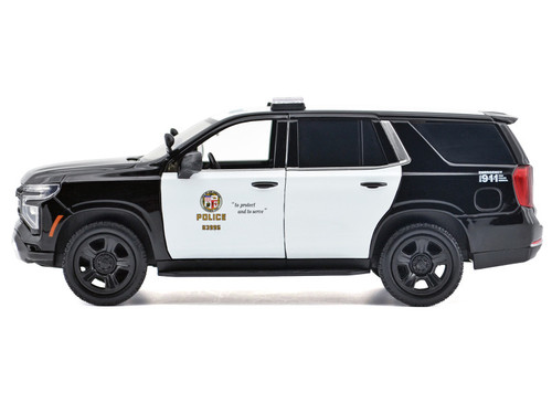 2025 Chevrolet Tahoe Police Pursuit Vehicle "Los Angeles Police Department (LAPD)" Black and White "Law Enforcement and Public Service" Series 1/24 Diecast Model Car by Motormax