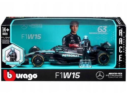 1/64 Hot Wheels 2-Car Set 2025 Formula 1 Racing Premium Team Mercedes-AMG George Russel #63 & Kimi Antonelli #12 Car Models