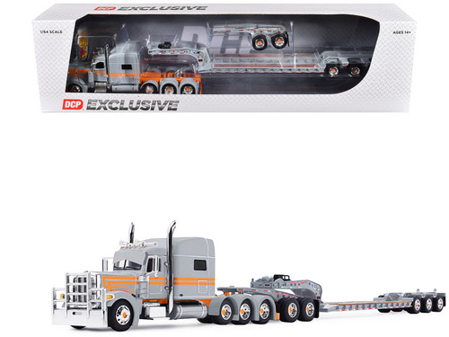 1/64 First Gear Peterbilt Model 389 with 70" Mid-Roof Sleeper & Fontaine Magnitude Tri-Axle Lowboy Trailer with Jeep Diecast Model