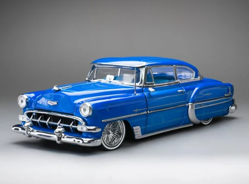1/18 Sunstar 1954 Chevrolet Bel Air Hard Top Coupe Lowrider (Blue) with Moveable Suspension) Diecast Car Model