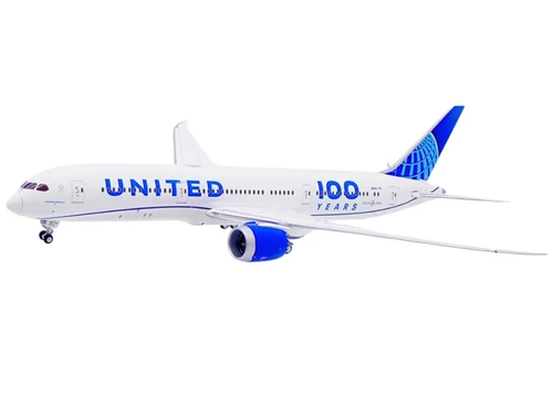 Boeing 787-9 Commercial Aircraft "United Airlines 100 Years" (N61101) White with Blue Tail 1/400 Diecast Model by GeminiJets