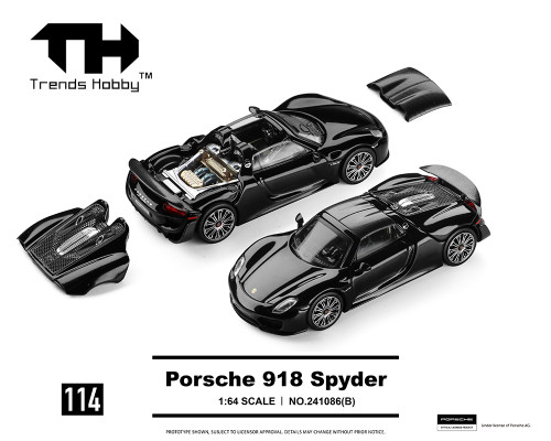 1/64 Trends Hobby Porsche 918 Spyder (Black) Diecast Car Model