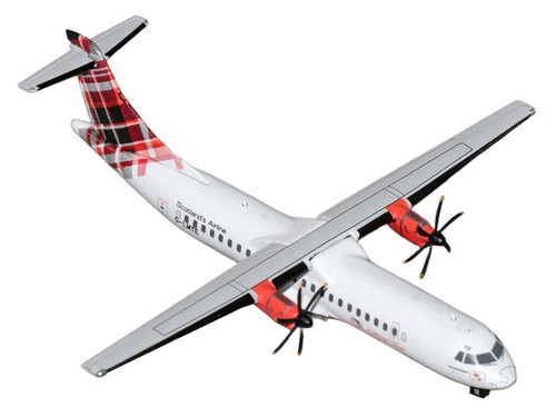 ATR 72-600 Commercial Aircraft "Loganair - Scotland's Airline" (G-LMTE) White with Red Plaid Tail 1/400 Diecast Model by GeminiJets