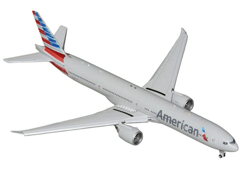 Boeing 777-300ER Commercial Aircraft with Flaps Down "American Airlines" (N722AN) Gray with Striped Tail 1/400 Diecast Model by GeminiJets