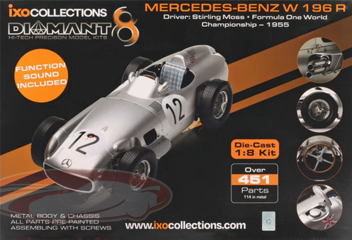 1/8 Ixo 1955 Stirling Moss Mercedes-Benz W196 #12 Model Kit