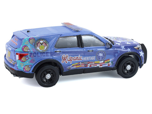 2022 Ford Police Interceptor Utility "Miami Police Department Hispanic Heritage Month" Blue with Graphics "Hobby Exclusive" Series 1/64 Diecast Model Car by Greenlight