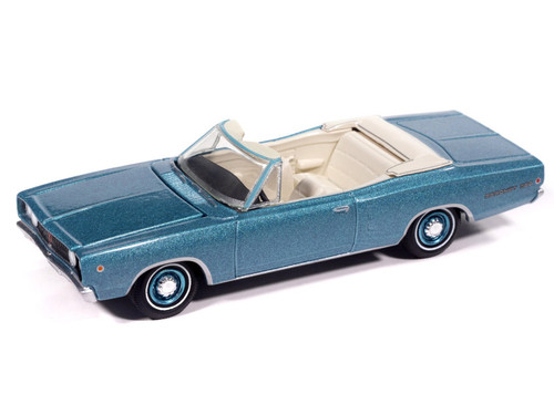 1968 Dodge Coronet 500 Convertible Pale Blue Metallic with White Interior "Vintage Muscle" Series 1/64 Diecast Model Car by Auto World