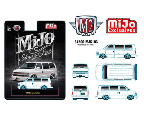 1/64 M2 Machines 1995 Chevrolet Astro Van Custom Slow & Low (White) Diecast Car Model