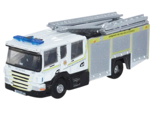 Scania Pump Ladder Fire Engine "Grampian Fire and Rescue" White with Yellow Stripes 1/148 (N) Scale Diecast Model Car by Oxford Diecast