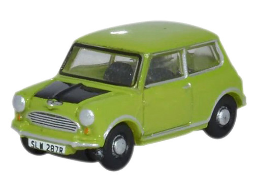 Mini Cooper Lime Green with Matt Black Hood 1/148 (N) Scale Diecast Model Car by Oxford Diecast