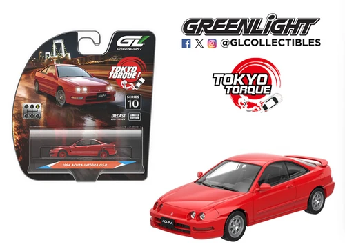 1/64 Greenlight 1994 Acura Integra GS-R with Custom Wheels (Milano Red) Diecast Car Model
