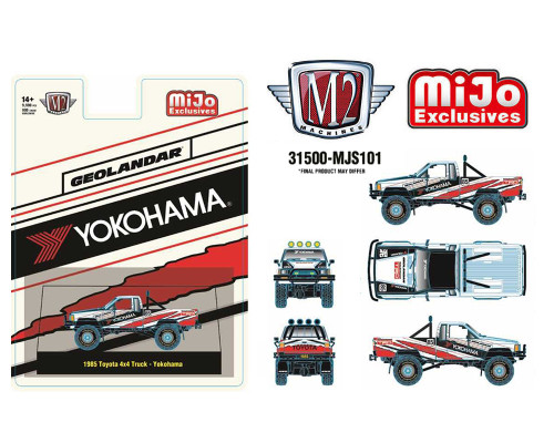 1/64 M2 Machines 1985 Toyota 4×4 Off-Road Pickup Yokohama Geolandar (White) Diecast Car Model