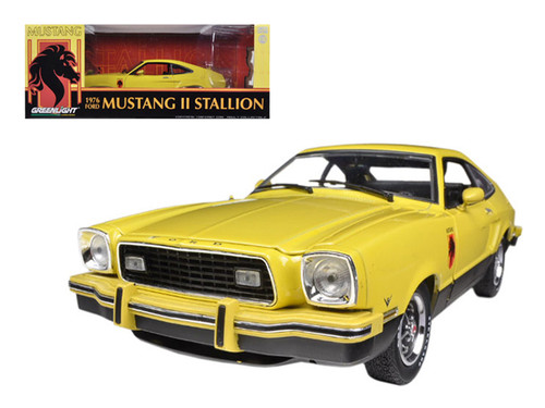 1976 Ford Mustang II Stallion Yellow and Black 1/18 Diecast Model Car by Greenlight