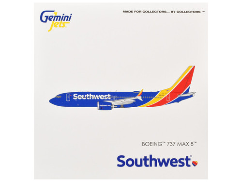 Boeing 737 MAX 8 Commercial Aircraft "Southwest Airlines" (N8788L) Blue with Red and Yellow Stripes 1/400 Diecast Model Airplane by GeminiJets