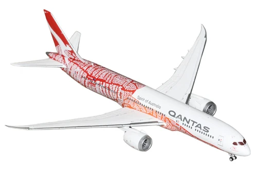 Boeing 787-9 Commercial Aircraft "Qantas - Yam Dreaming" (VH-ZND) White with Red Graphics 1/400 Diecast Model Airplane by GeminiJets