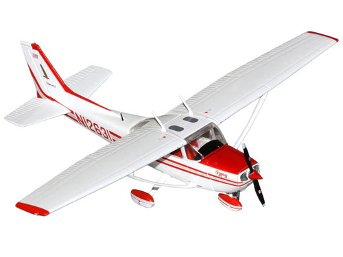 Model Kit Cessna 172 Skyhawk Aircraft White with Green and Yellow